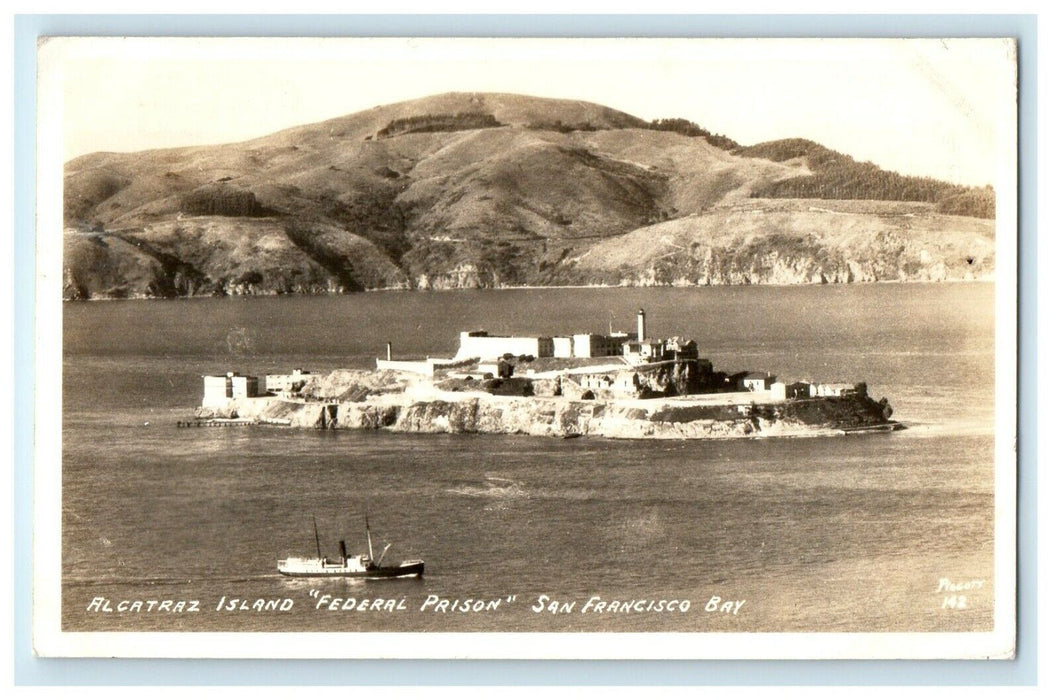 c1939 Alcatraz Island "Federal Prison" San Francisco Bay RPPC Photo Postcard