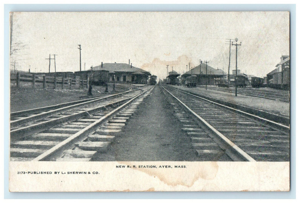 c1920 New Railroad Station, Ayer, Massachusetts MA Antique Posted Postcard