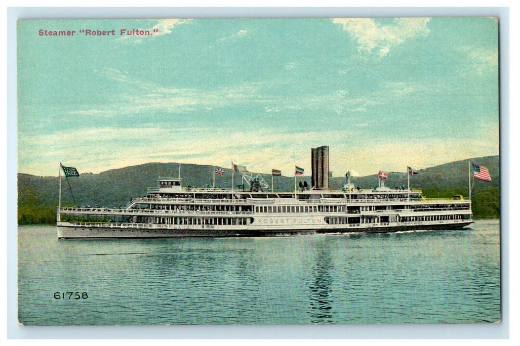 c1910's Steamer Ship Robert Fulton Hudson River New York NY Antique Postcard