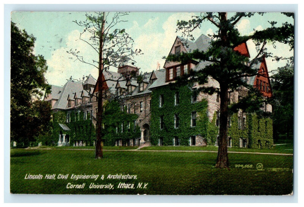 1912 Lincoln Hall Civil Engineering Architecture Cornell University NY Postcard