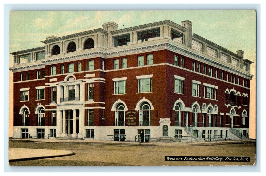 1912 Women's Federation Building Elmira New York NY Posted Antique Postcard
