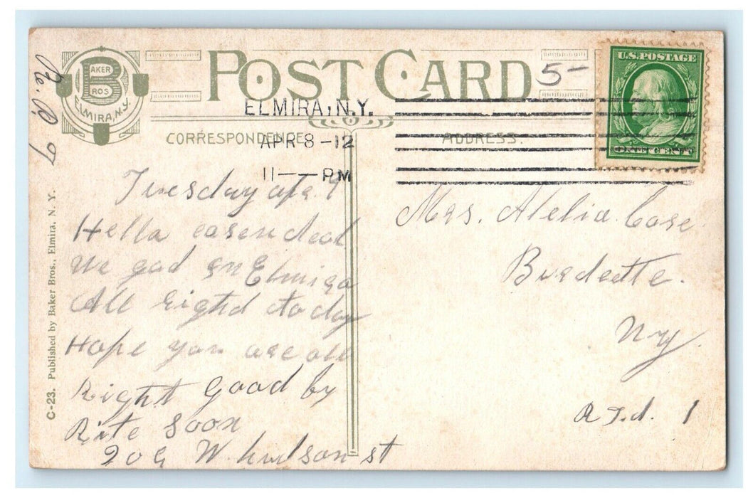 1912 Women's Federation Building Elmira New York NY Posted Antique Postcard
