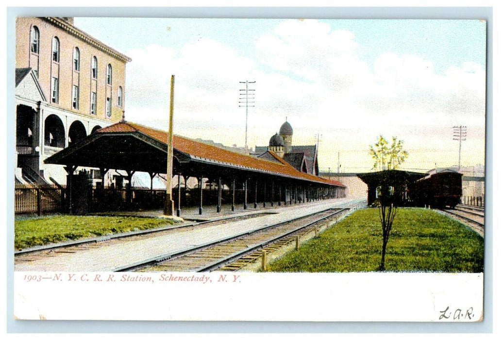 c1905 N.Y.C.R.R Railroad Station Schenectady New York NY Antique Postcard
