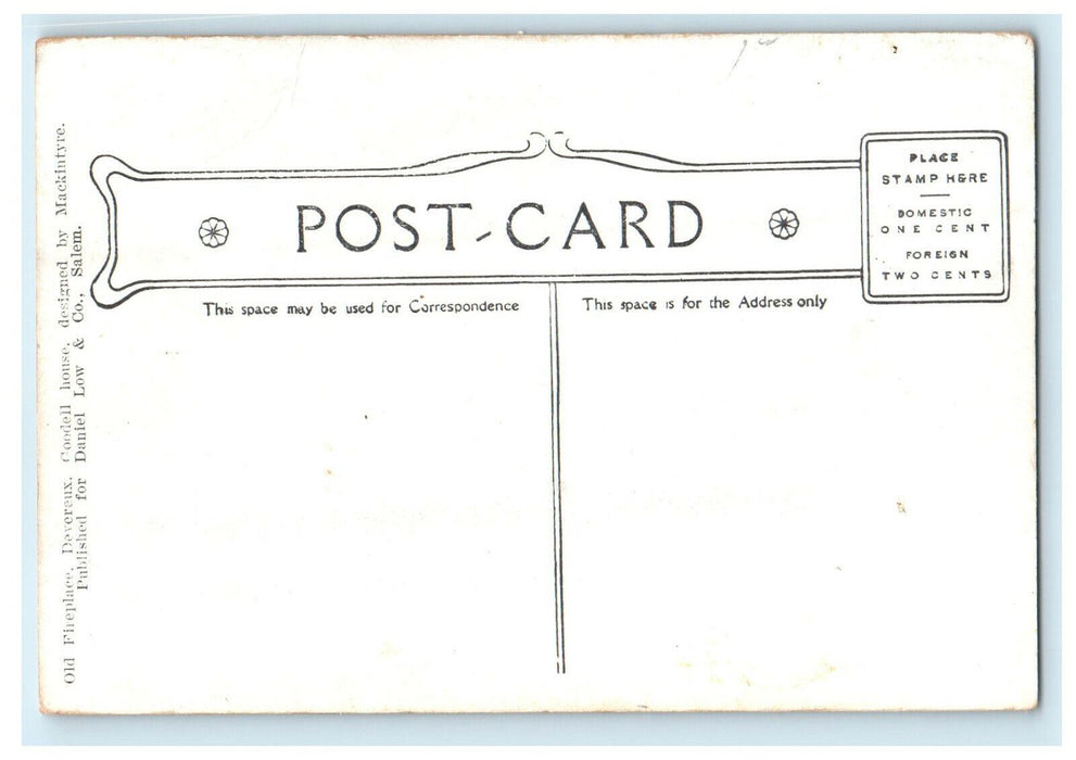 c1910s White Chimney Box with Decorations Unposted Antique Postcard