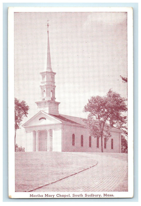 c1950 Martha Mary Chapel, South Sudbury Massachusetts MA Advertising Postcard