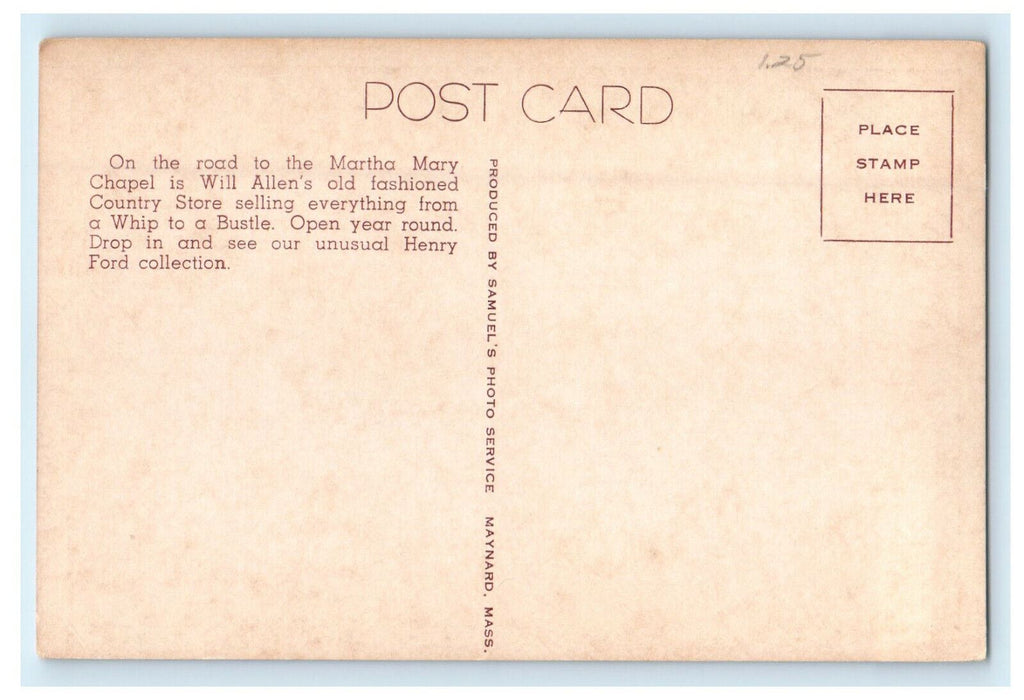 c1950 Martha Mary Chapel, South Sudbury Massachusetts MA Advertising Postcard