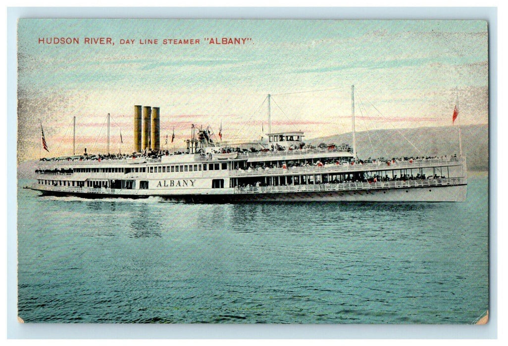 c1910's Hudson River Day Line Steamer Albany Ship New York NY Antique Postcard