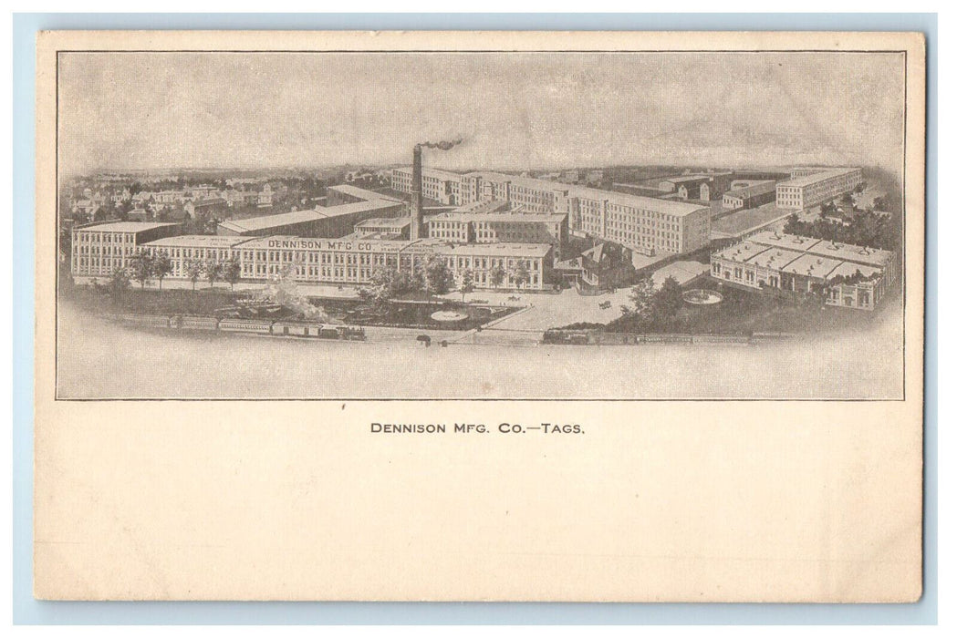 c1900s Aerial View, Framingham Massachusetts MA Dennison Mfg. Co. PMC Postcard