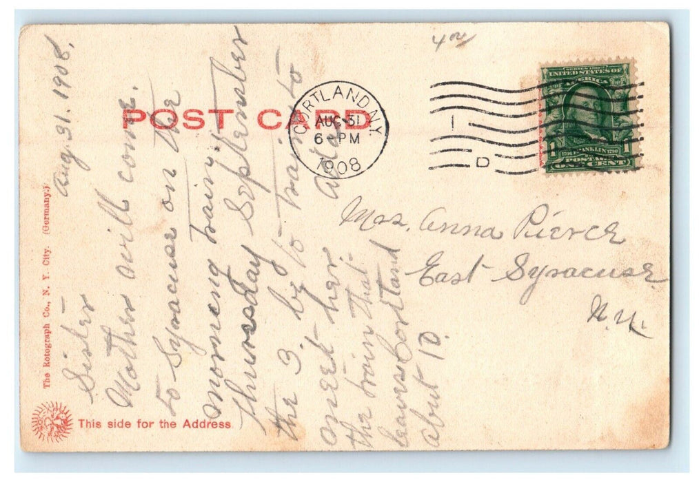 1908 Ravena New York NY, Toll Gate Horse Carriage Rotograph Antique Postcard