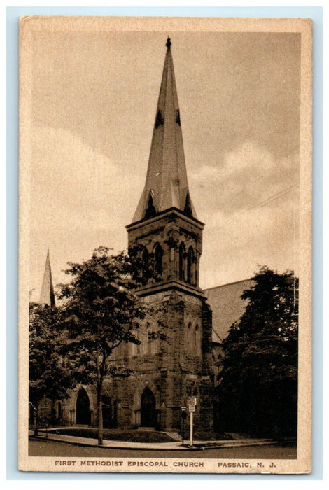 1934 First Methodist Episcopal Church Passaic New Jersey NJ Vintage Postcard