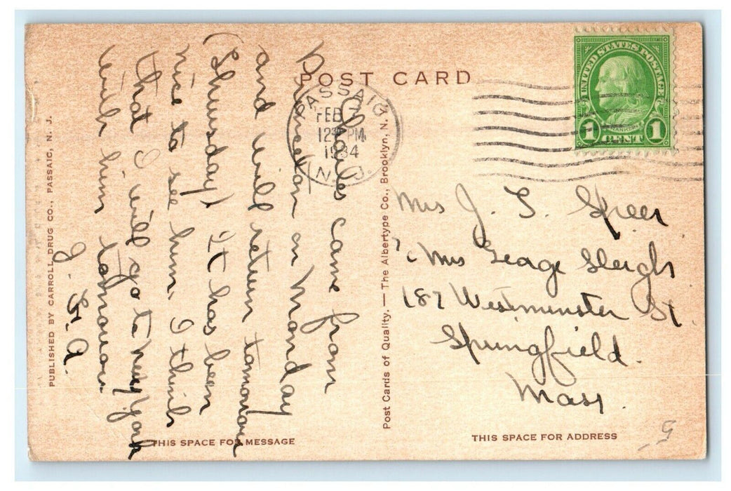 1934 First Methodist Episcopal Church Passaic New Jersey NJ Vintage Postcard