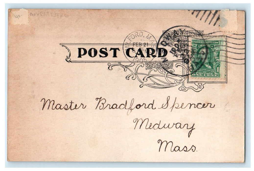 1905 Midway MA Massachusetts State House Old State House MA Advertising Postcard