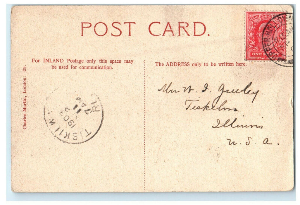 1903 Jack Straw's Castle Hampstead London, Tiskilwa IL Postcard