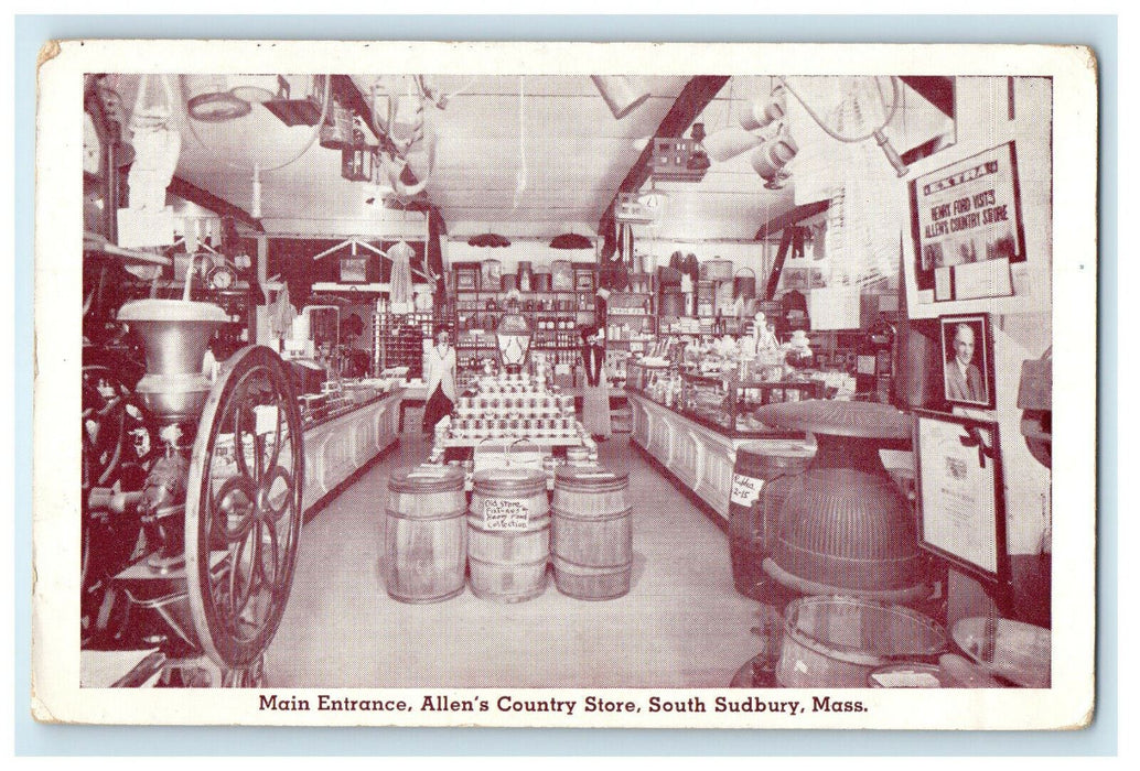 c1940s Entrance, Allen's Country Store South Sudbury Massachusetts MA Postcard