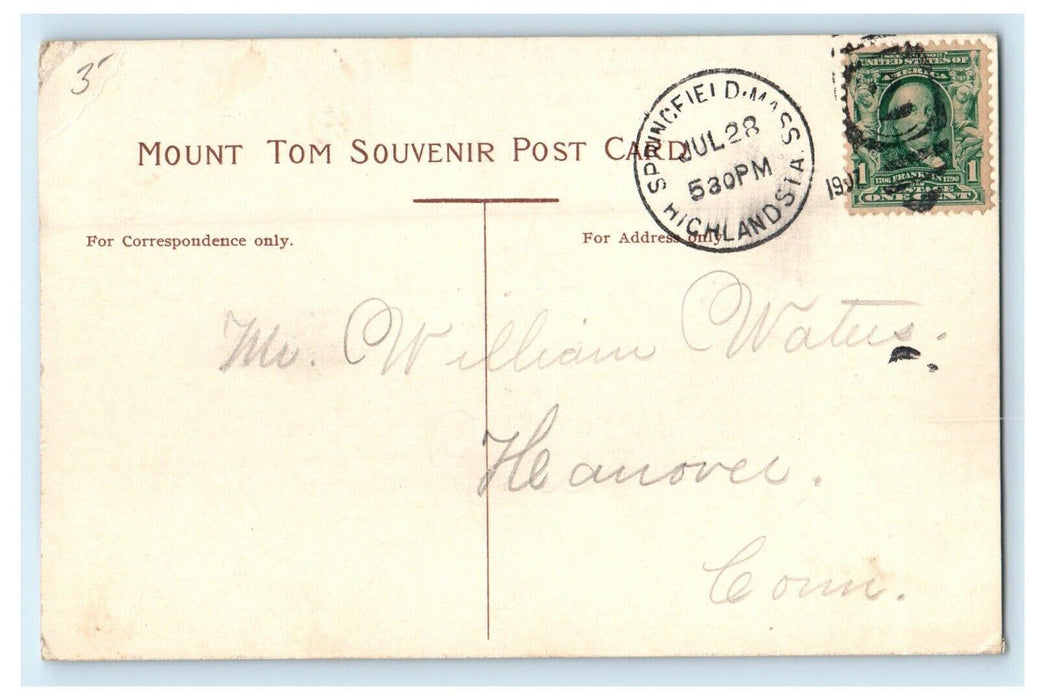 c1907 Connecticut River View from Mt Tom, Holyoke, Massachusetts MA Postcard