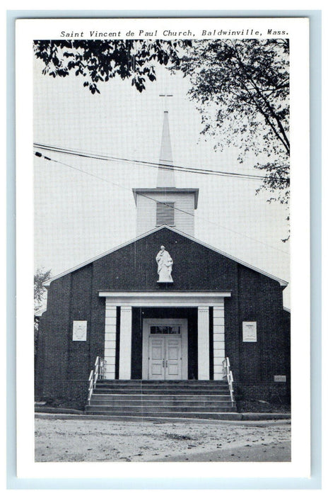 c1950s Saint Vincent De Paul Church, Baldwinville Massachusetts MA Postcard
