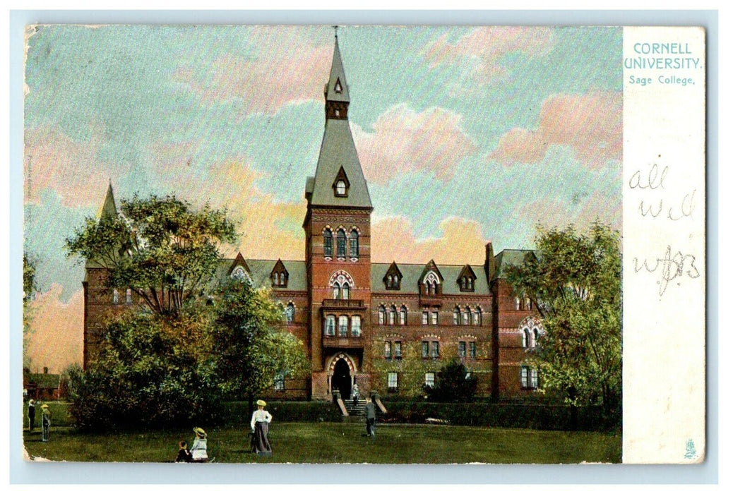 1906 Cornell University Sage College Ithaca New York NY Antique Tuck's Postcard