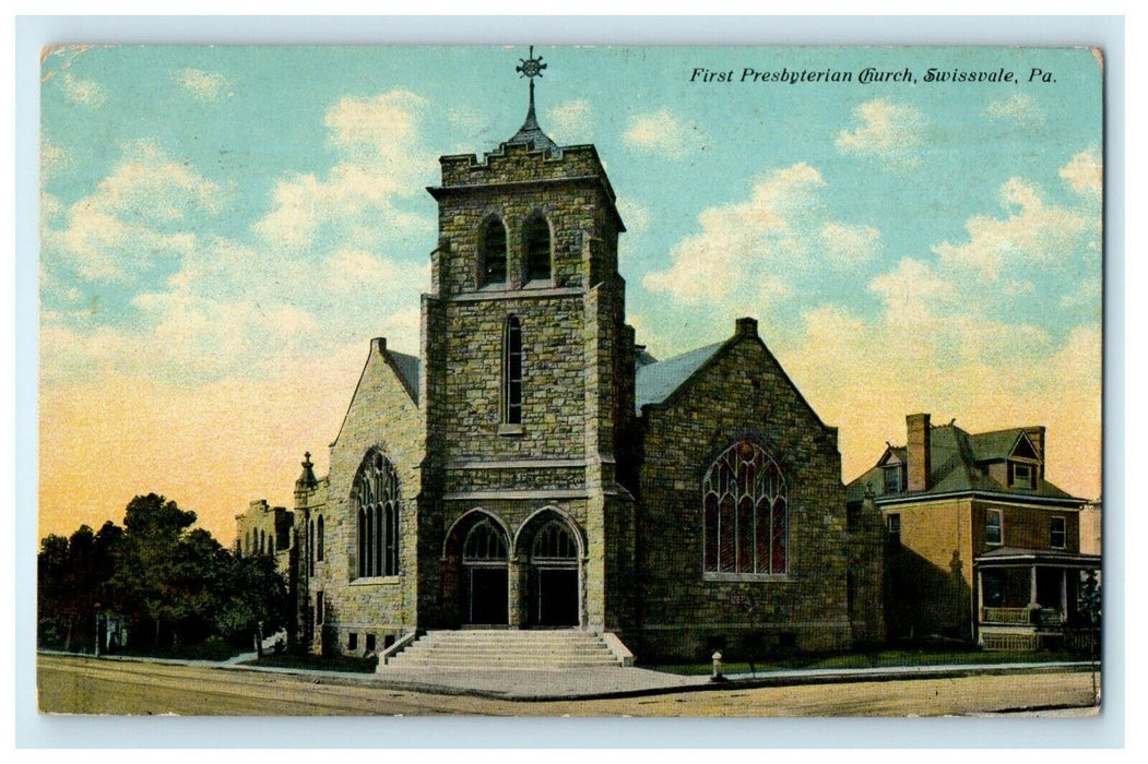 1911 First Presbyterian Church Swissvale Pennsylvania PA Antique Postcard