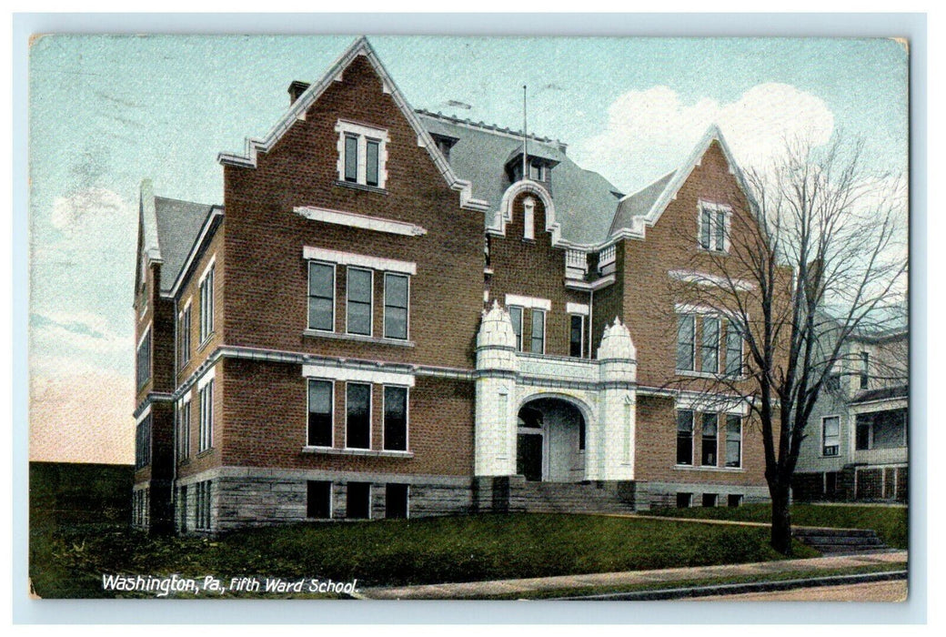 1908 Fifth Yard School Washington Pennsylvania PA Posted Antique Postcard