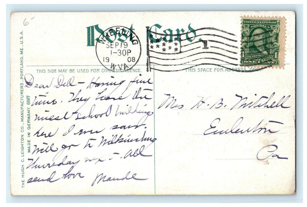 1908 Fifth Yard School Washington Pennsylvania PA Posted Antique Postcard