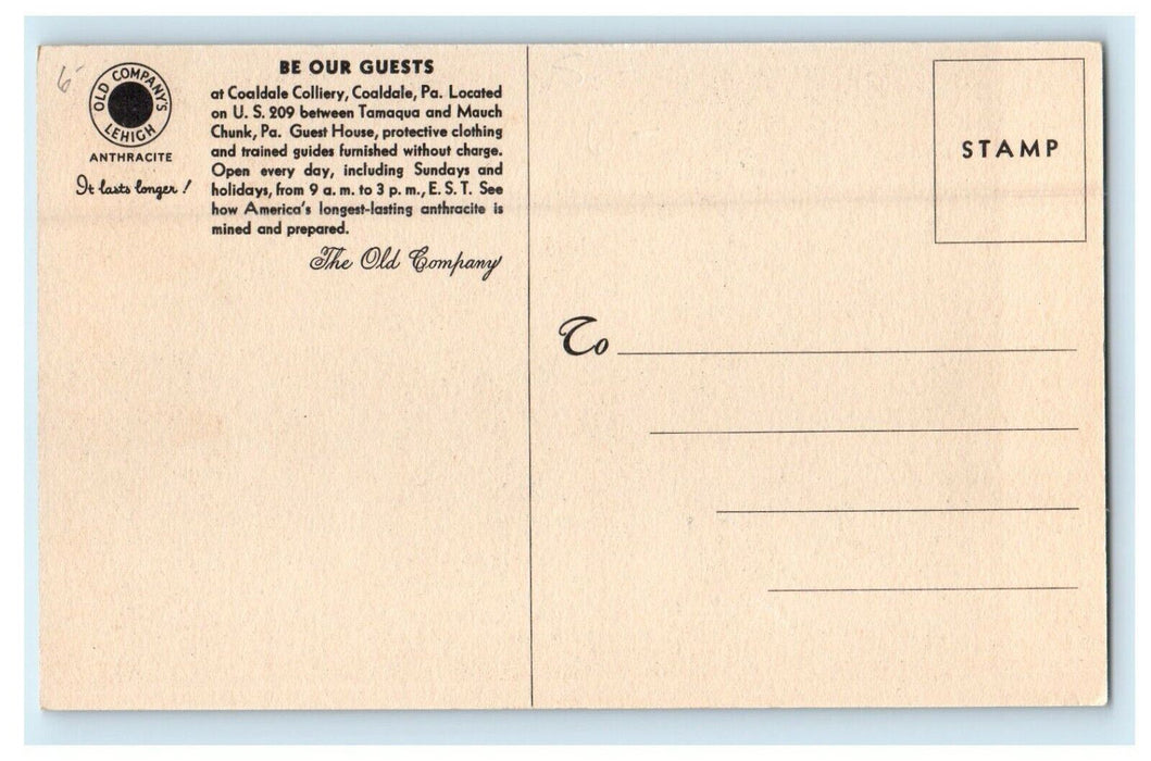1915 Old Company's Lehigh, Coaldale Pennsylvania PA Advertising Postcard
