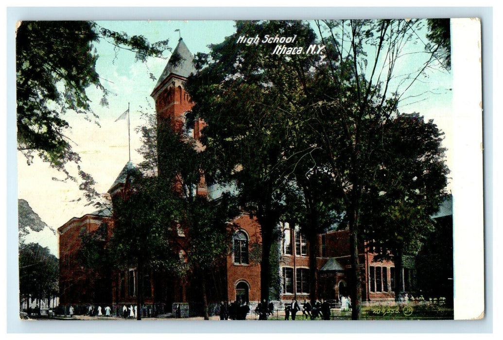 1909 High School Campus Street View Ithaca New York NY Posted Antique Postcard