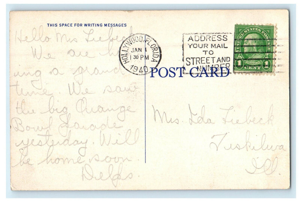 1940 Bahia Honda Bridge, Between Miami and Key West Florida FL Cancel Postcard
