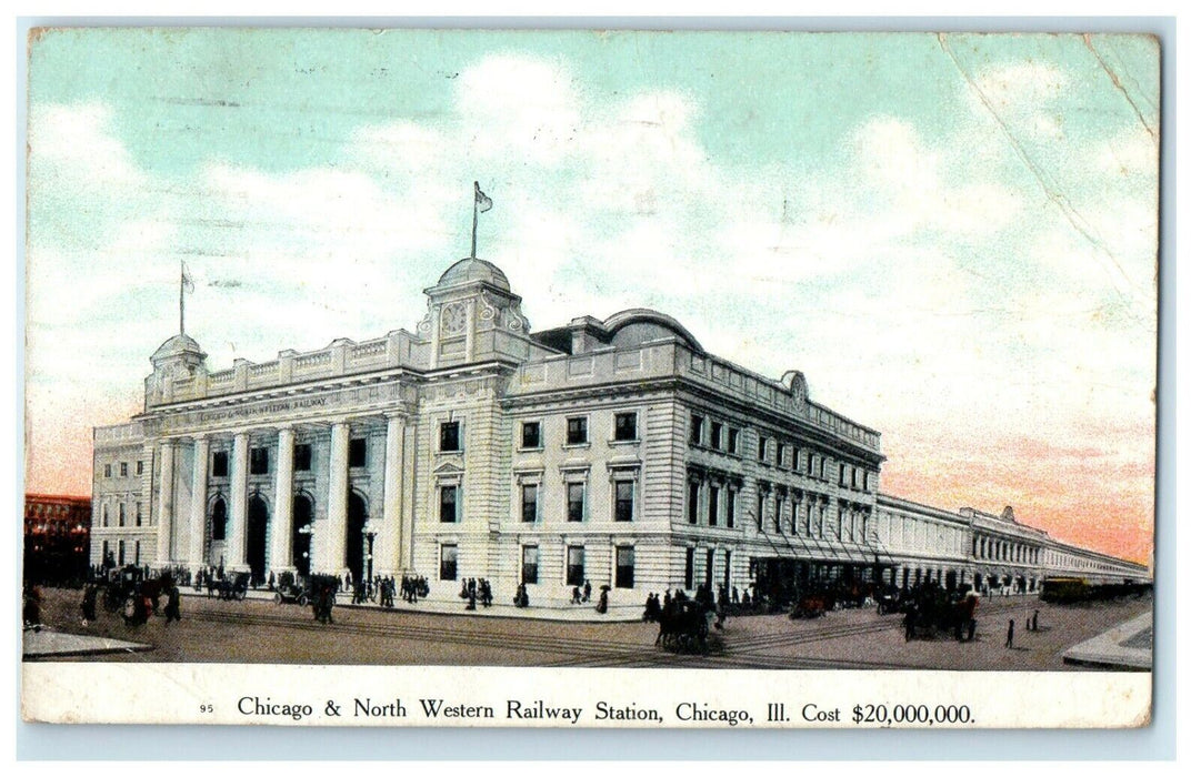 c1910's Chicago And North Western Railway Station Illinois IL Antique Postcard