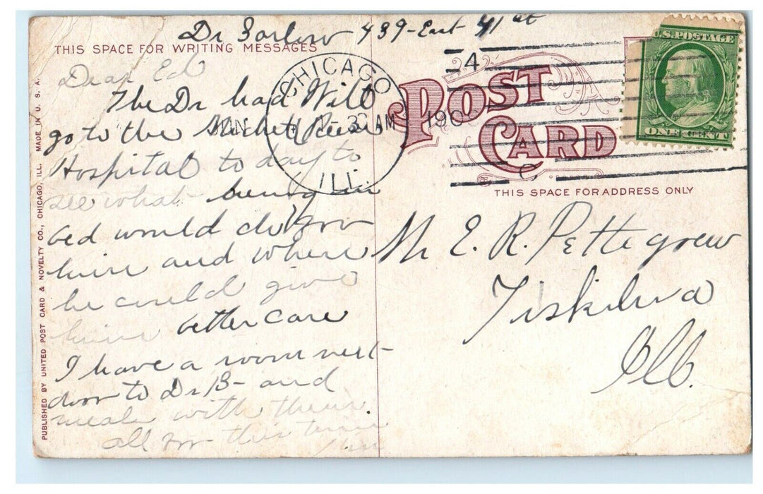 c1910's Chicago And North Western Railway Station Illinois IL Antique Postcard
