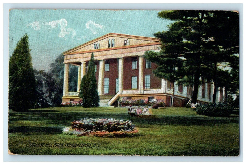 1913 College Hill Park Building Poughkeepsie New York NY Posted Antique Postcard