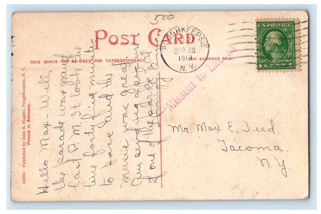1913 College Hill Park Building Poughkeepsie New York NY Posted Antique Postcard