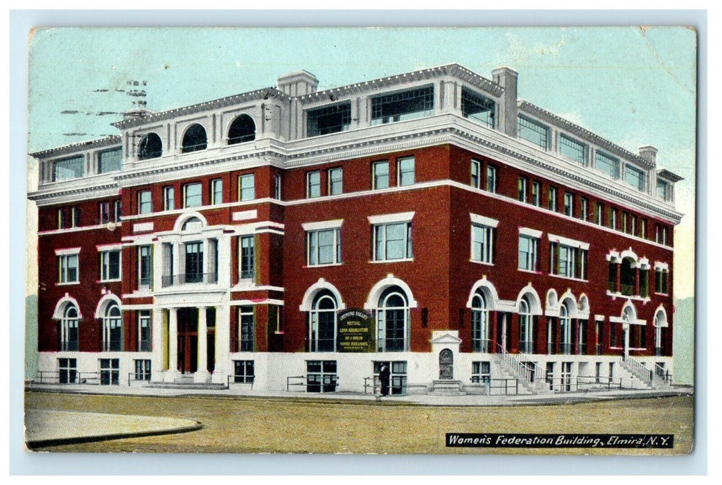 1910 Women's Federation Building Elmira New York NY Posted Antique Postcard