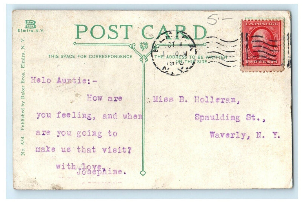 1910 Women's Federation Building Elmira New York NY Posted Antique Postcard