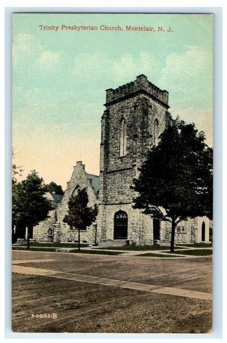 c1910 Trinity Presbyterian Church Street View Montclair New Jersey NJ Postcard