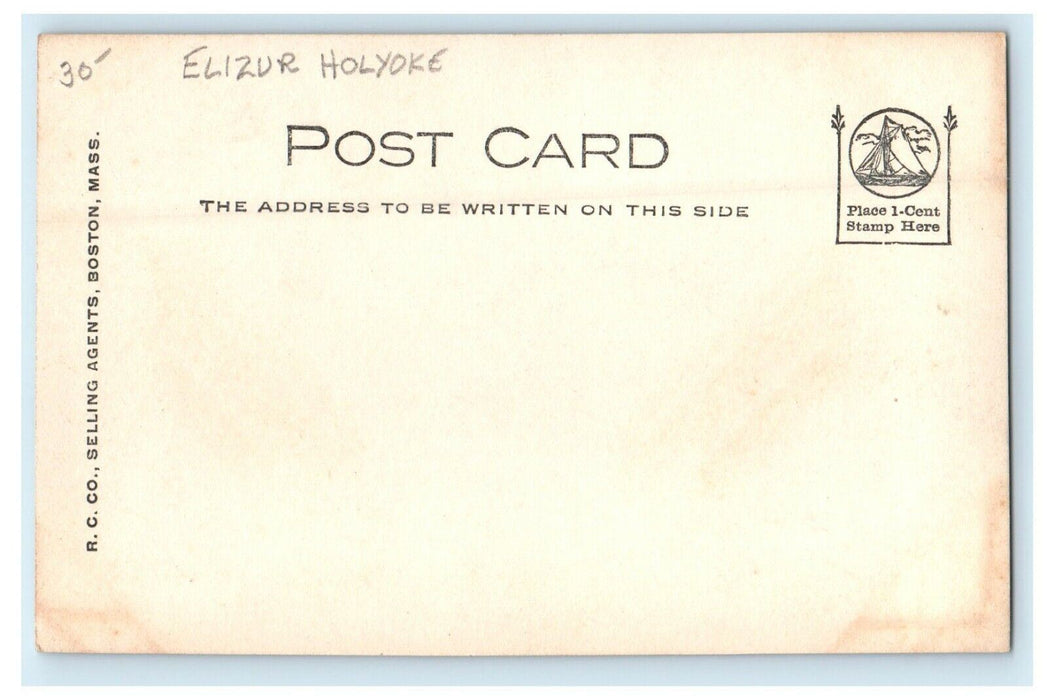 c1905 Rock Cut, Mt. Tom Railroad, Holyoke Birch Border MA RPPC Photo Postcard