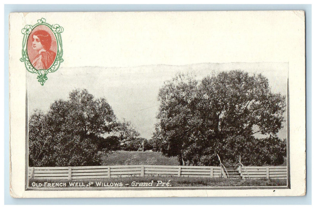 c1900s Old French Well & Willows Grand Pre Nova Scotia Canada PMC Postcard