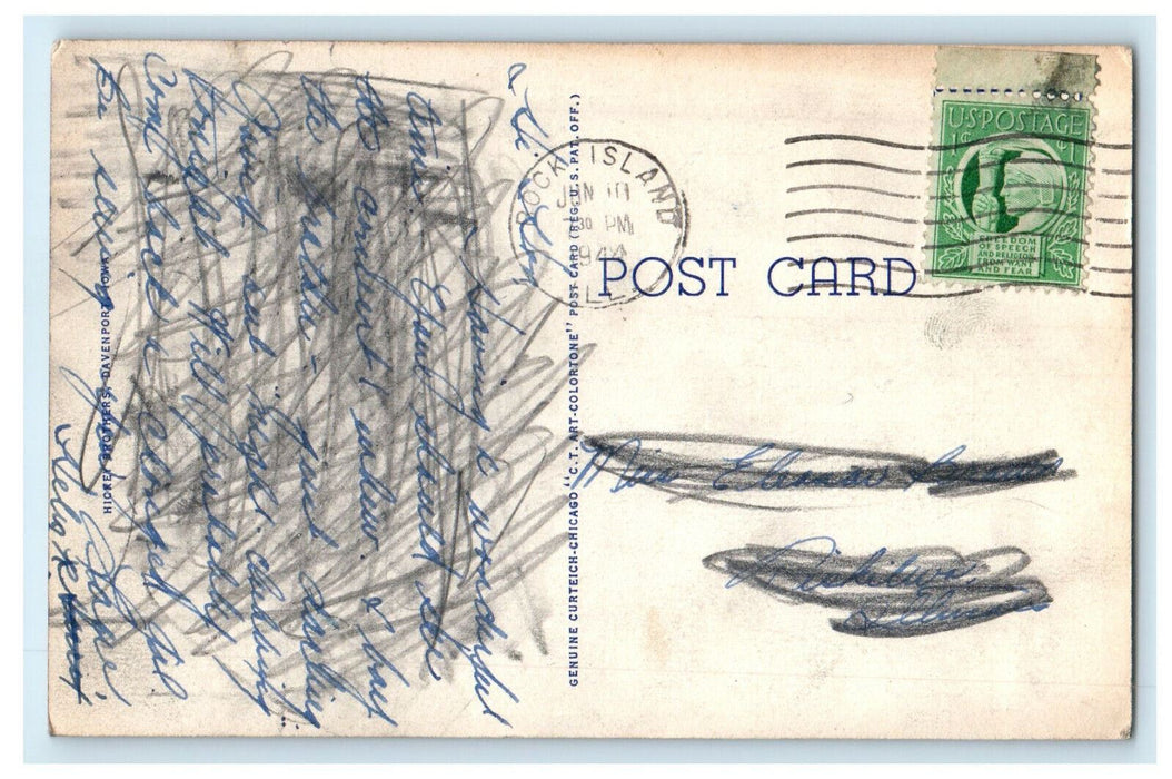 1944 The Lounge, Blackhawk State Park Rock Island Illinois IL Postcard
