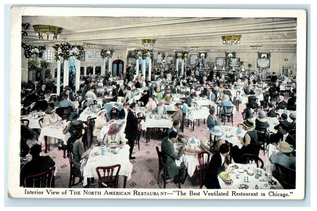 c1930's Interior View Of North American Restaurant In Chicago IL Postcard
