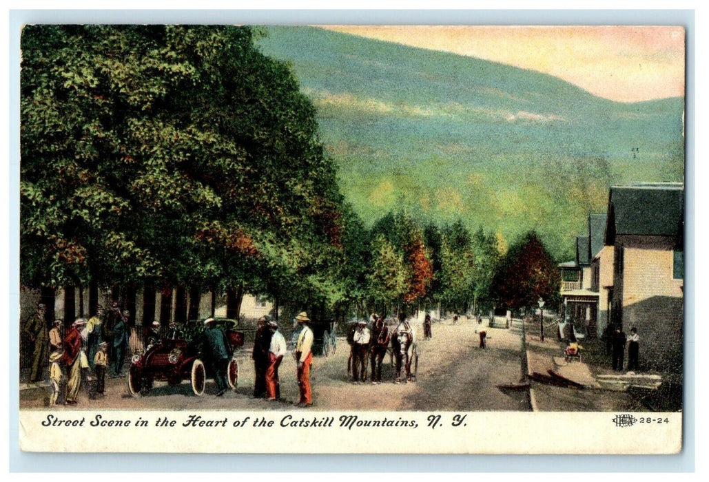 c1910's Street Scene Heart Of Catskill Mountains New York NY Antique Postcard