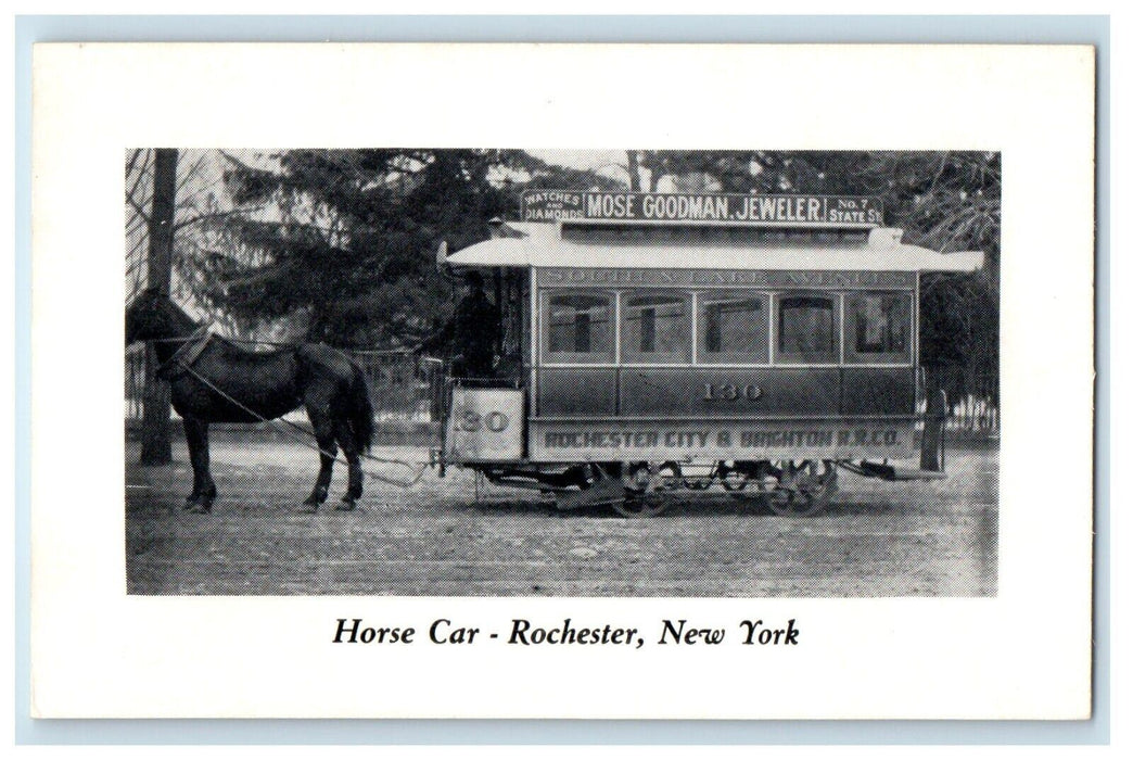 Horse Car Trolley Moose Goodman Jeweler Rochester New York NY Unposted Postcard