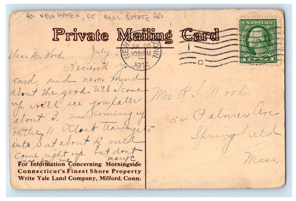 1914 Around The Circle Real Estate Advertising New Haven CT Postcard