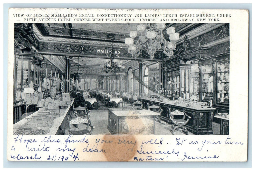 1904 Maillard Confectionary Store Interior Advertising NY City NY PMC Postcard