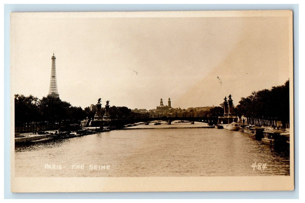 c1920's View Of Paris The Seine France RPPC Photo Unposted Vintage Postcard