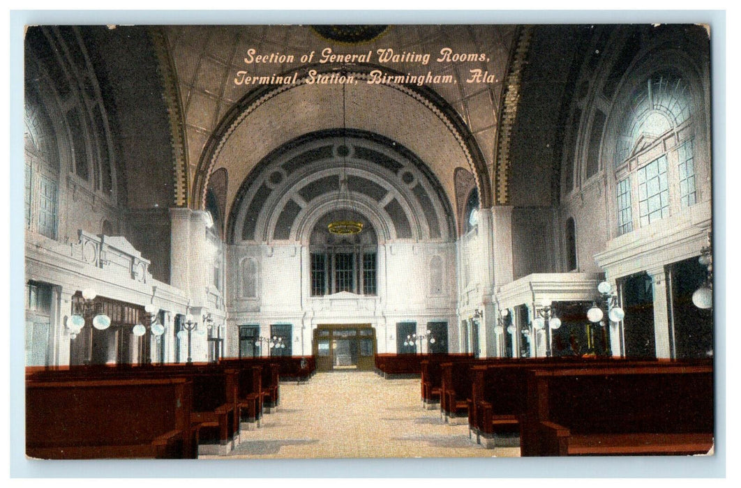 c1910s Section of General Waiting Rooms Terminal Sta Birmingham Alabama Postcard