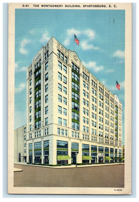 c1940's The Montgomery Building Spartanburg South Carolina SC Vintage Postcard