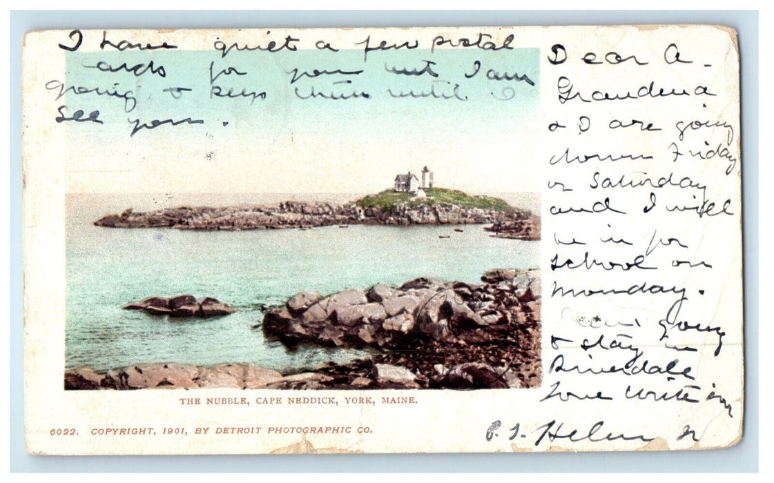 1902 The Nubble, Cape Neddick York Maine ME Lenox MA PMC Postcard