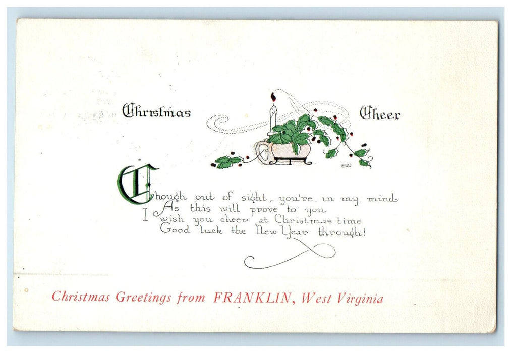 1921 Christmas Greetings from Franklin Virginia WV Brandywine WV Postcard