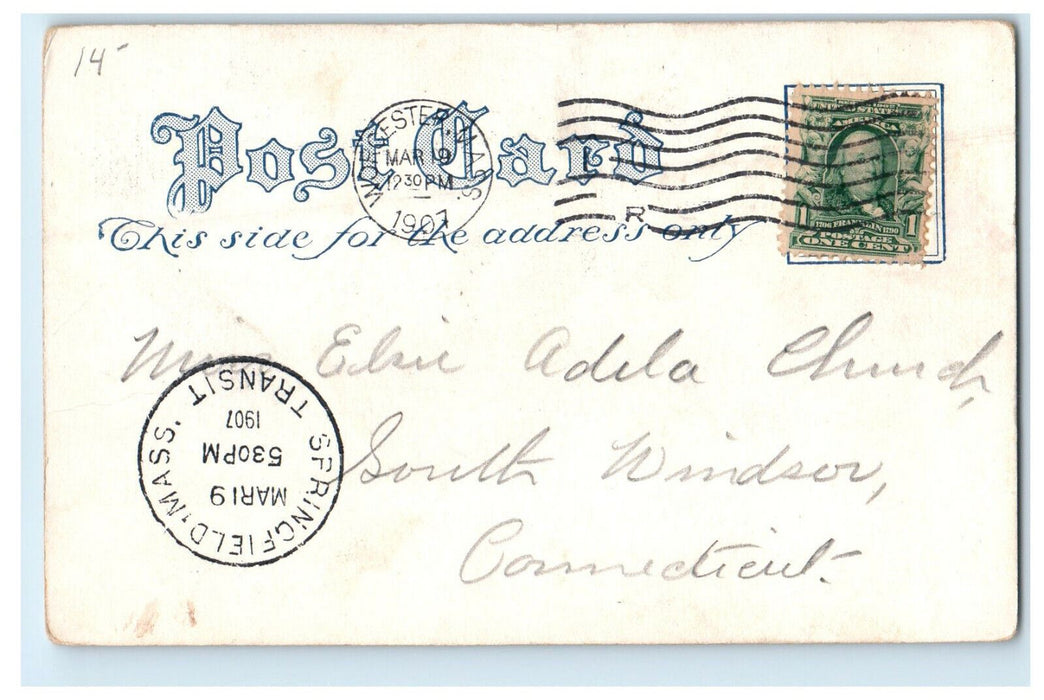 1907 Eagle Lake, Toboggan Club, Holden MA Springfield MA Transit Postcard