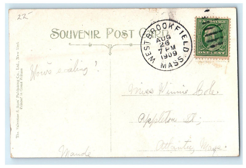 1909 Ye Old Tavern West Brookfield Massachusetts MA Posted Antique Postcard