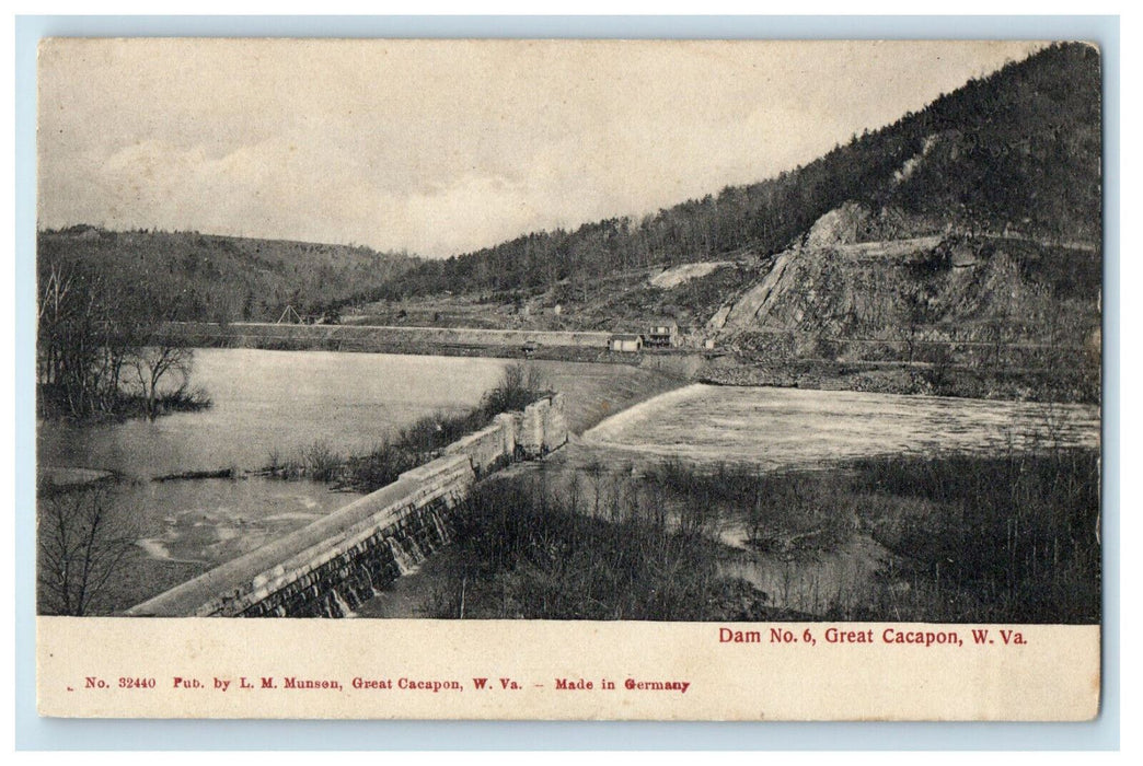 1909 Dam No.6 Great Cacapon West Virginia WV Posted Antique Postcard